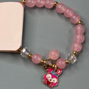 Mint Pink and Gold Jewelry Bracelet with Elegant Charms